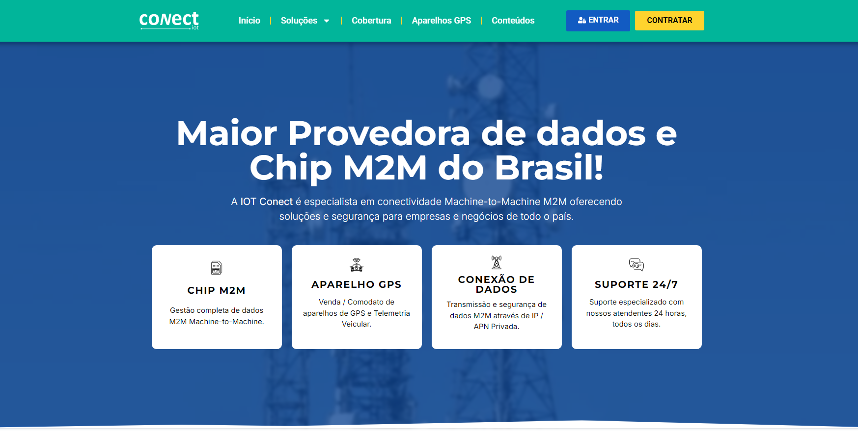 A IOT Conect é uma empresa de chip m2m e gestão de dados iot para suas aplicações e operações com suporte 24/7 e cobertura em todo Brasil.