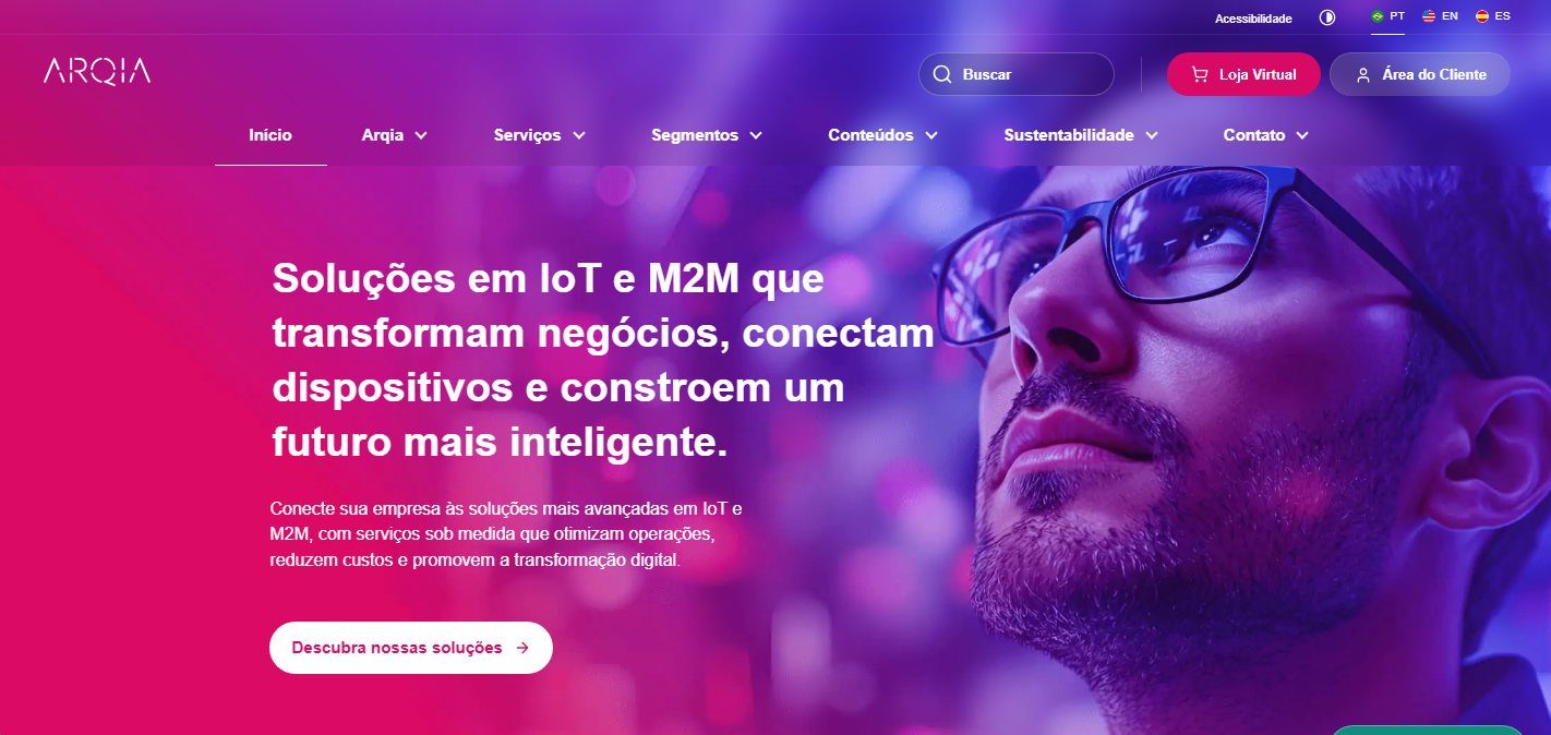A Arqia é uma das empresas mais conhecidas no segmento de conectividade M2M no Brasil, com foco no mercado B2B. Oferece soluções de chip M2M, gestão de conectividade e plataformas de controle para empresas que operam dispositivos conectados em escala. Atende segmentos como rastreamento, telemetria e automação industrial.