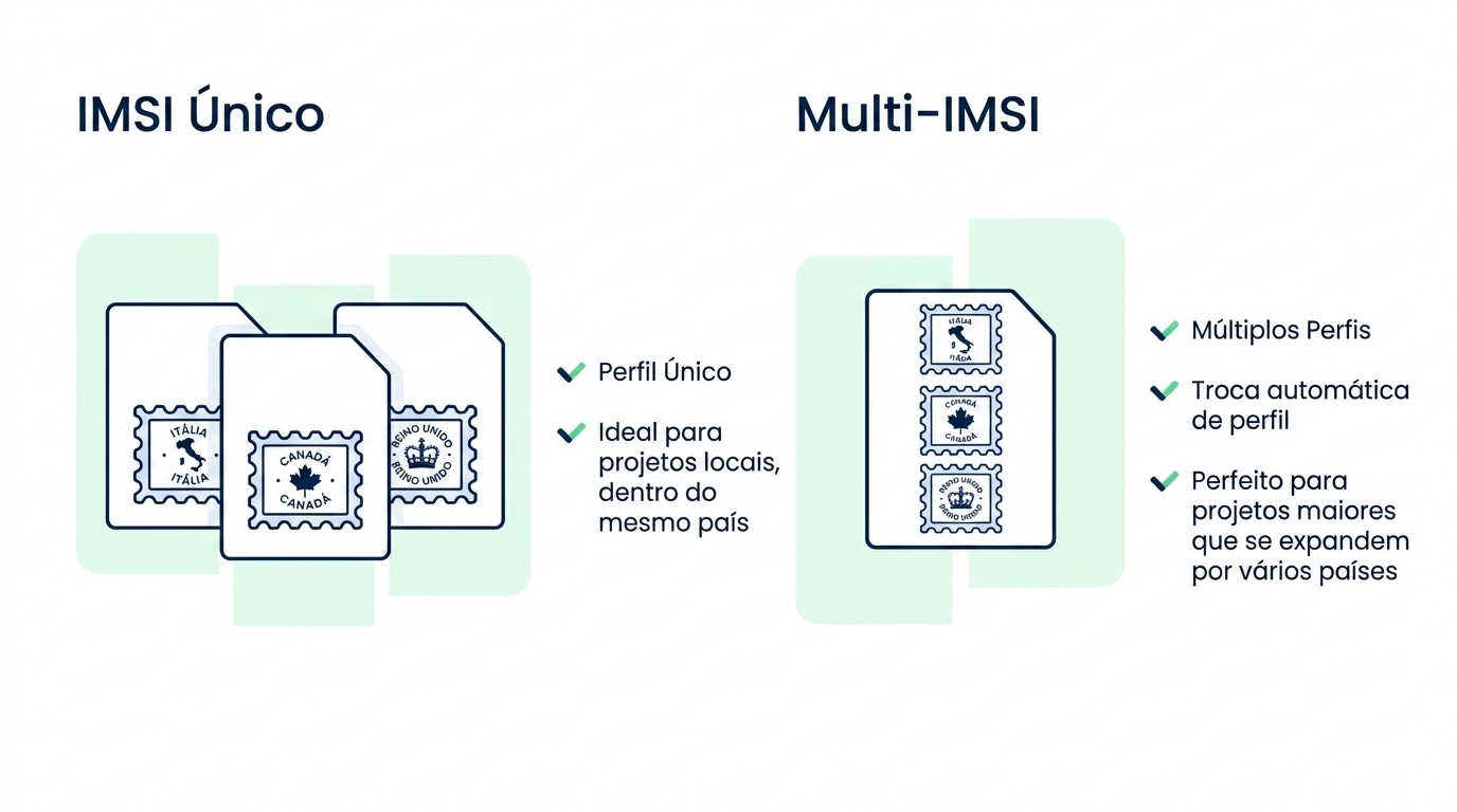 Antes de entrar na comparação entre Multi-IMSI e multioperadora, é importante entender o conceito de IMSI. A sigla significa International Mobile Subscriber Identity, ou Identidade Internacional do Assinante Móvel, em português. É um número único gravado no SIM card que identifica o assinante perante a rede celular.