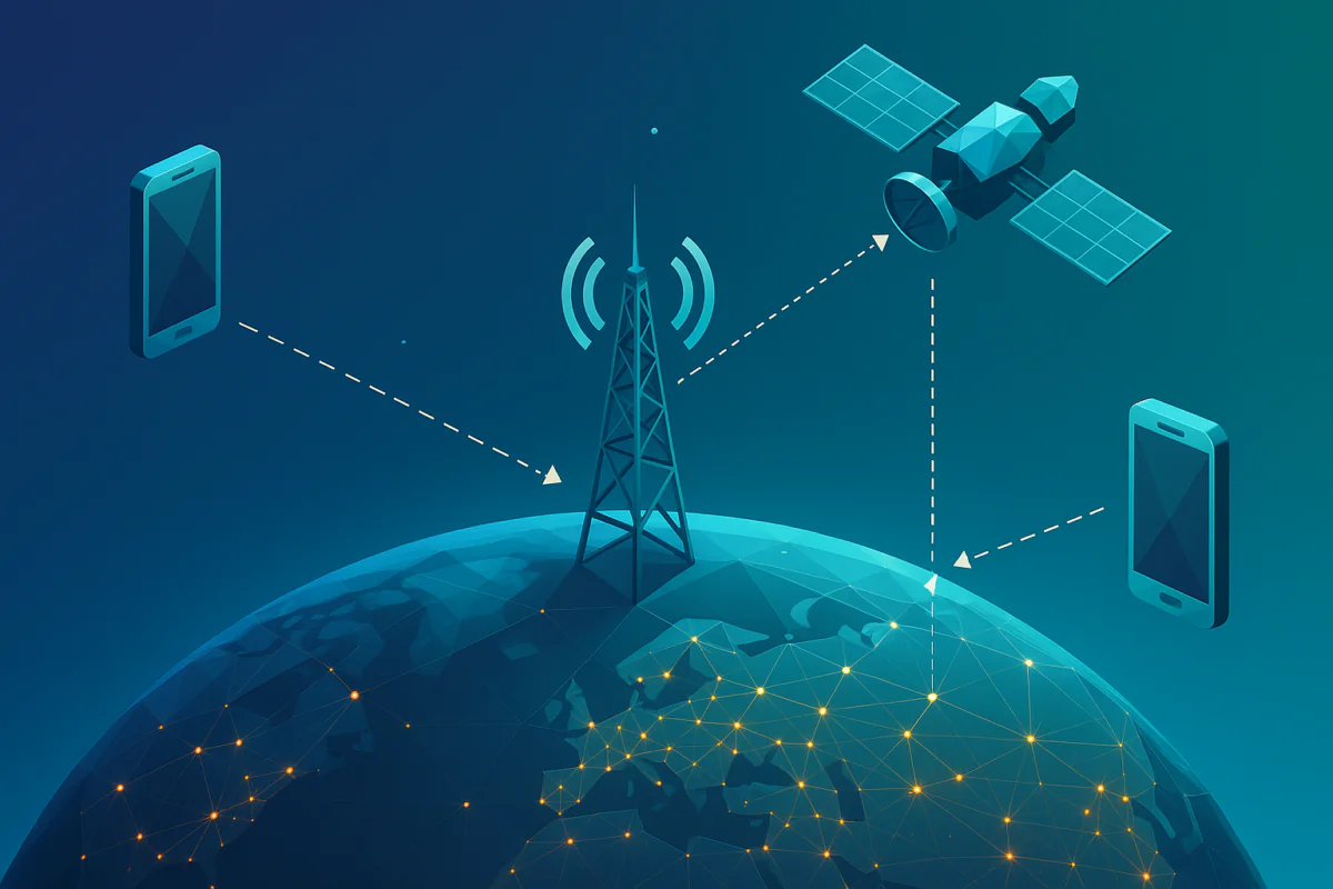 A sigla D2D vem do inglês Direct to Device (Direto para o Dispositivo). Trata-se de uma tecnologia de telecomunicação que conecta aparelhos celulares convencionais e módulos IoT diretamente a uma frota de satélites sem precisar de nenhum hardware intermediário especial.
